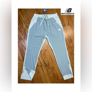 NEW BALANCE All Motion 4-Way Stretch PANTS teal green Sz New W white Logo